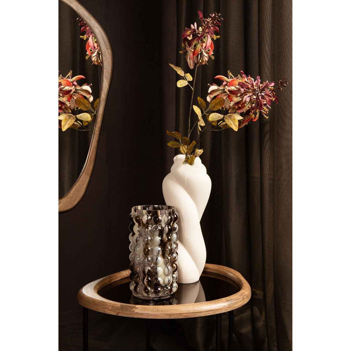 Vase - Twisted Shape, Matte Finish, Cream Color, Ceramic Material, L - Donnella | PTMD