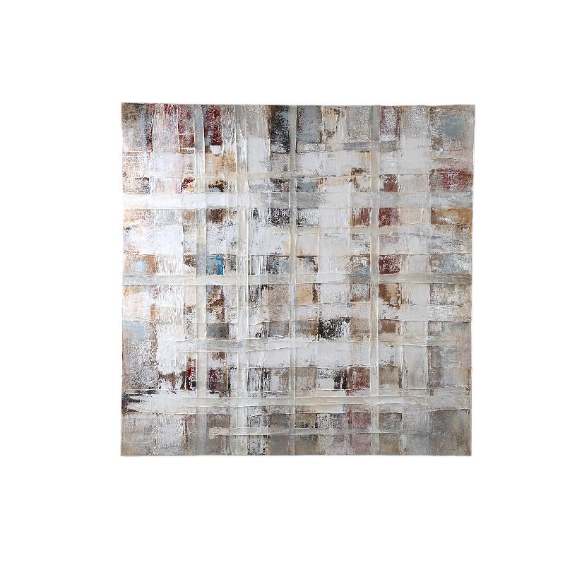 Wandpaneel aus Polyester-Canvas mit Kiefernholzrahmen, abstraktem Mix-Motiv und Creme-Finish – Julitta | PTMD
