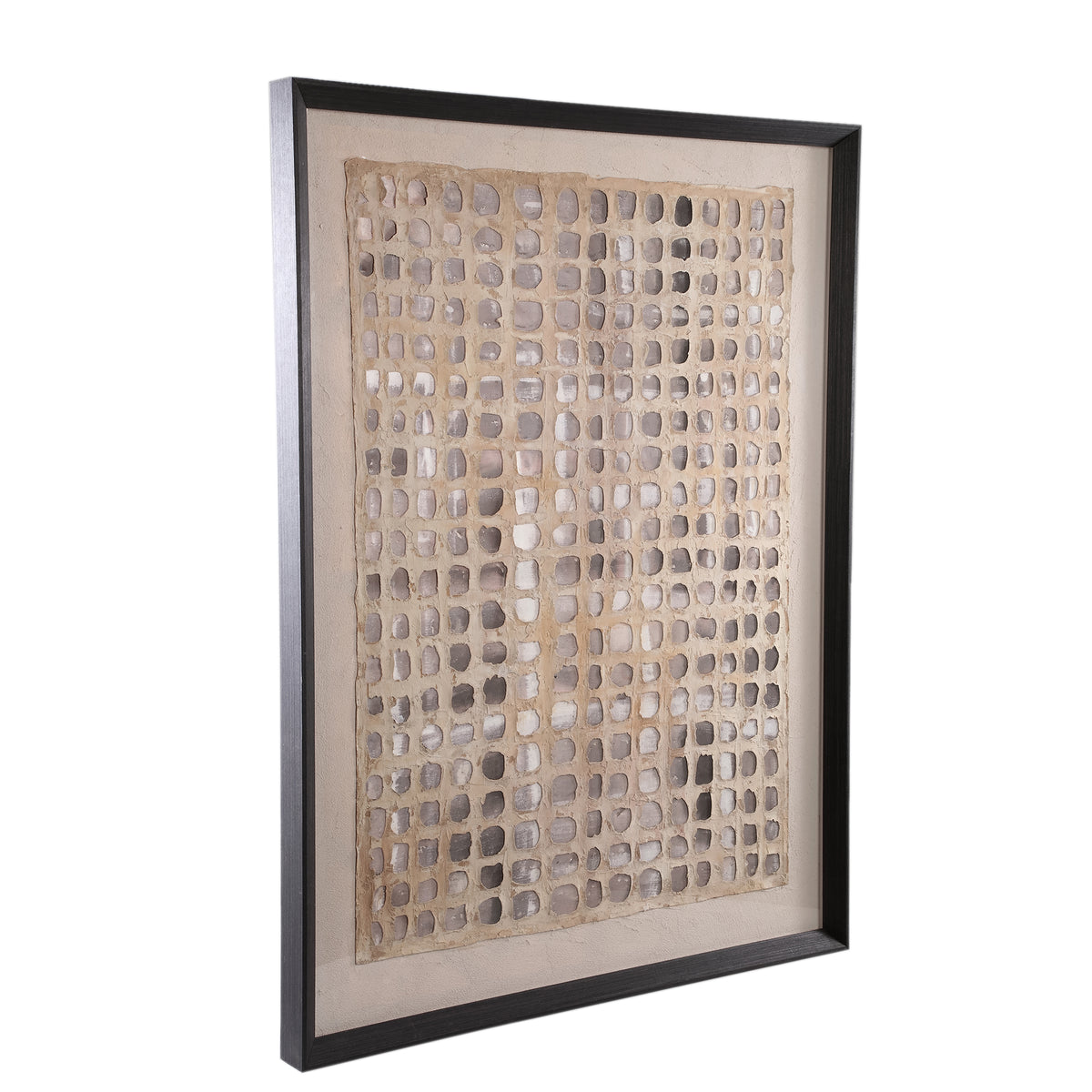 Wandpaneel mit Rahmen aus Polyester-Canvas und Kiefernholz, rechteckiger Form und Creme-Finish – Carmell | PTMD