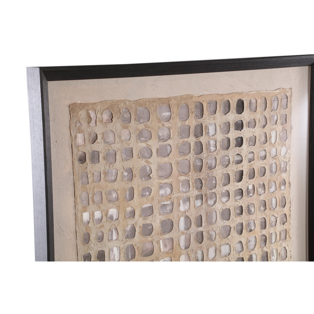 Wandpaneel mit Rahmen aus Polyester-Canvas und Kiefernholz, rechteckiger Form und Creme-Finish – Carmell | PTMD