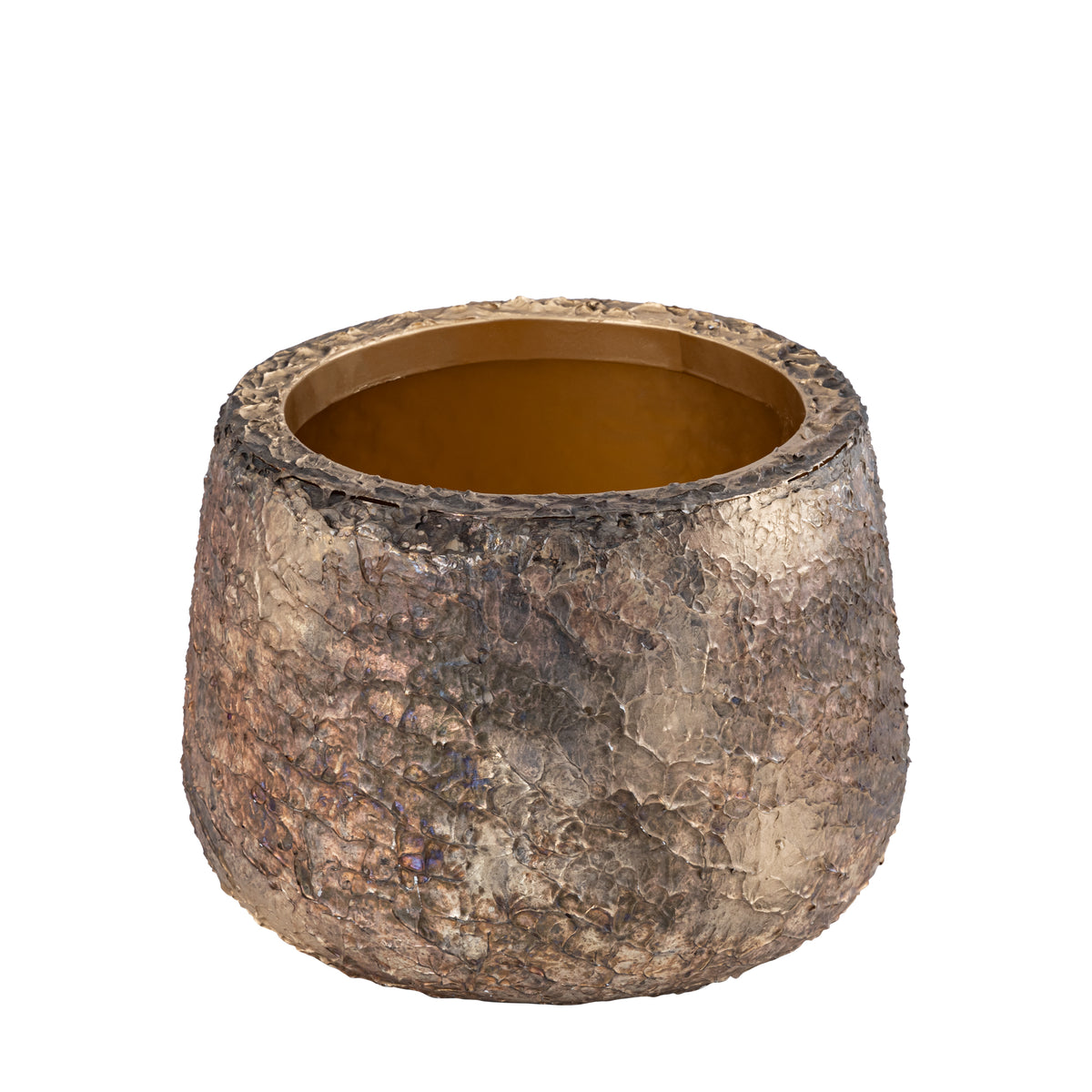 Flowerpot - Antique Look, Iron Metal, Golden Finish, M - Simona | PTMD