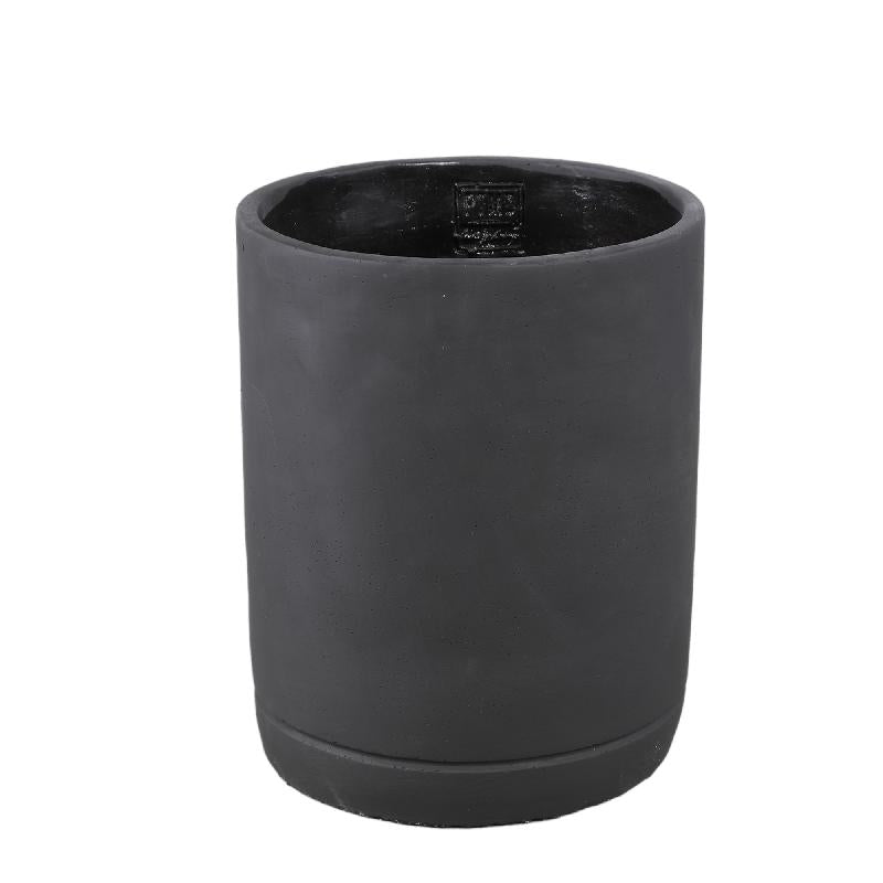 Blumentopf - Zylindrischer Zement, Runde Form, Matte Oberfläche, Dunkellila, L – Vik | PTMD