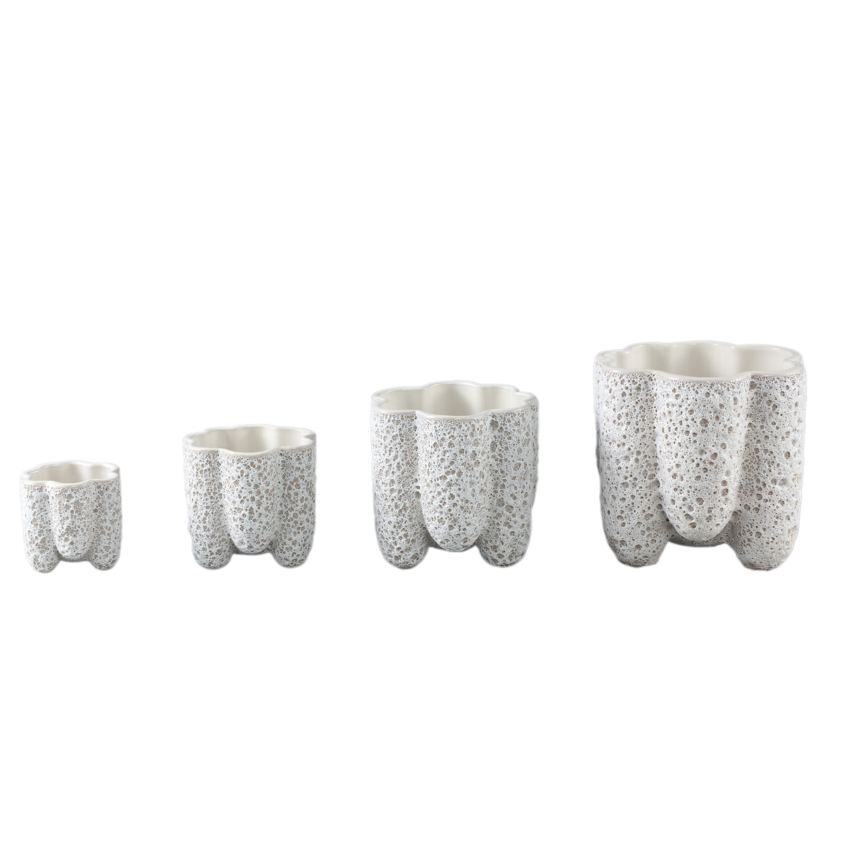 Pot - Porcelain Ceramic, Strongly Ribbed Design, White, L - Batika | PTMD