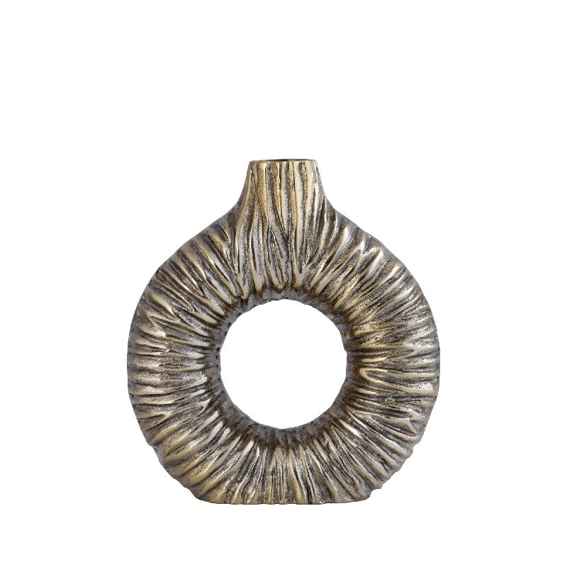 Vase – Open Design, Cast Aluminum, Gold Finish, S – Jiss | PTMD