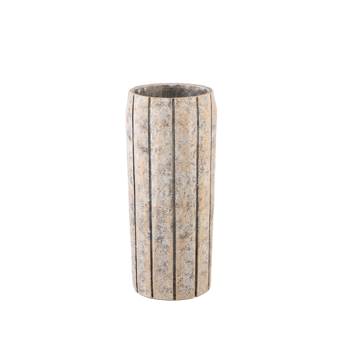 Flower Pot – Taupe Color, Striped Design, Cement Material, Tall Shape, M – Imani | PTMD