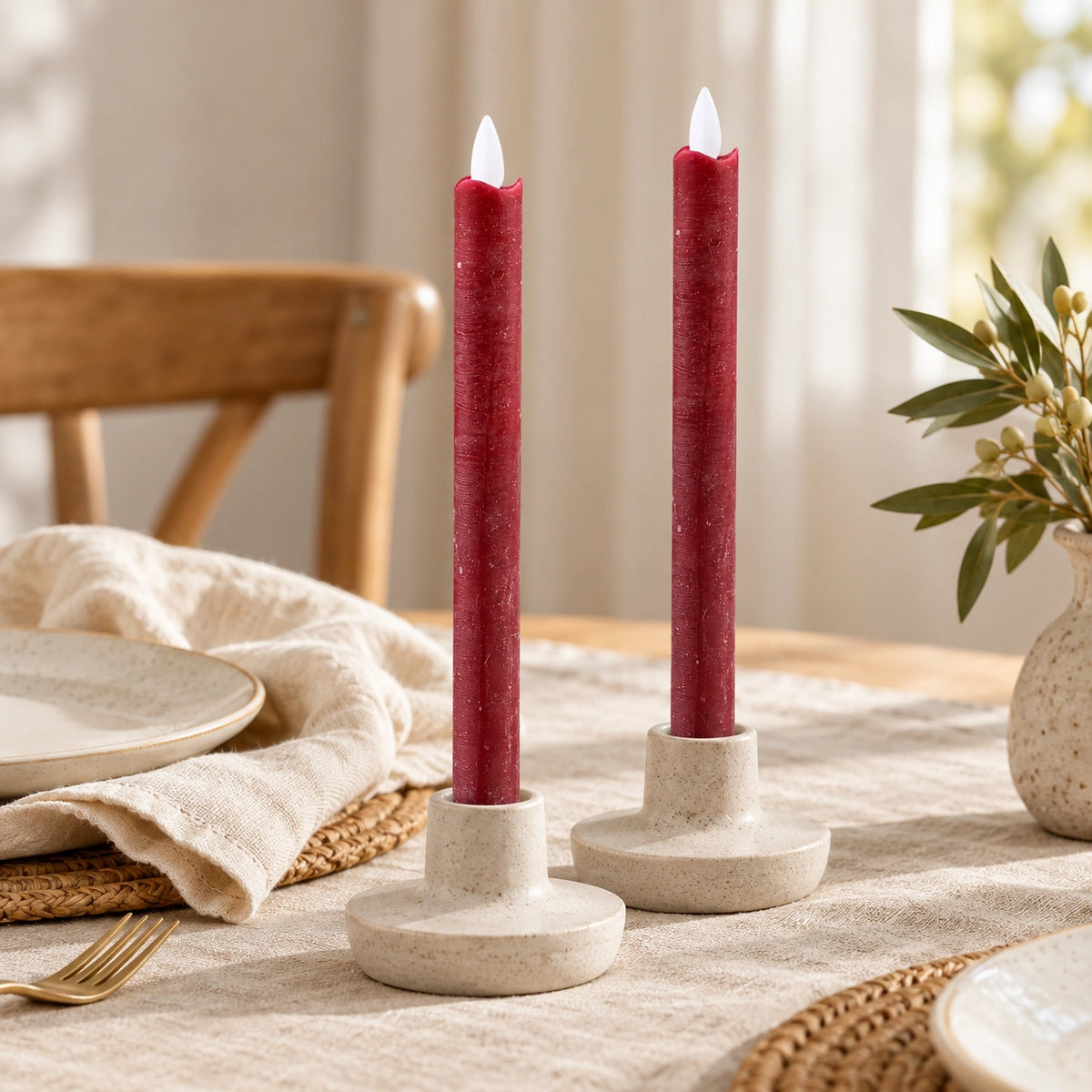 LED taper candle with moving flame and timer function battery operated - Led | PTMD
