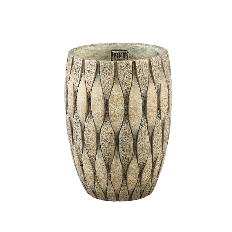 Flower Pot – Round Shape, Mixed Texture, Taupe Finish, Cement Material, XL – Joedi | PTMD