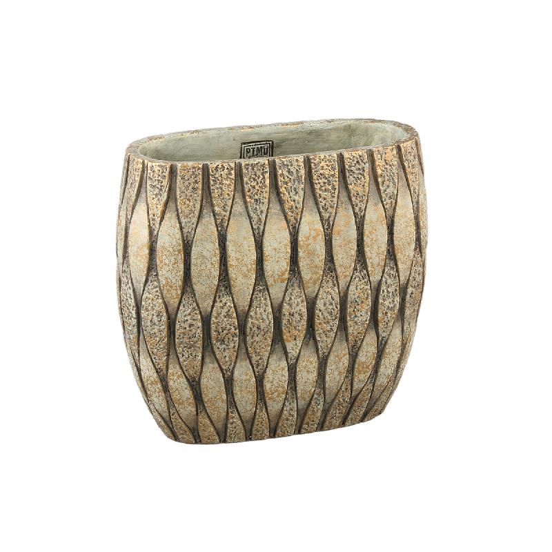 Topf – Ovale Form, Gemischte Struktur, Taupe Oberfläche, Zement Material, M – Joedi | PTMD