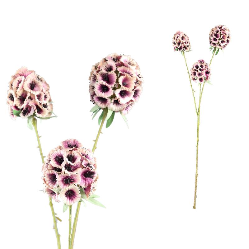 Gartenblume - Rosa Scabiosa Spray, Polyester, Halbhändig gefertigt | PTMD