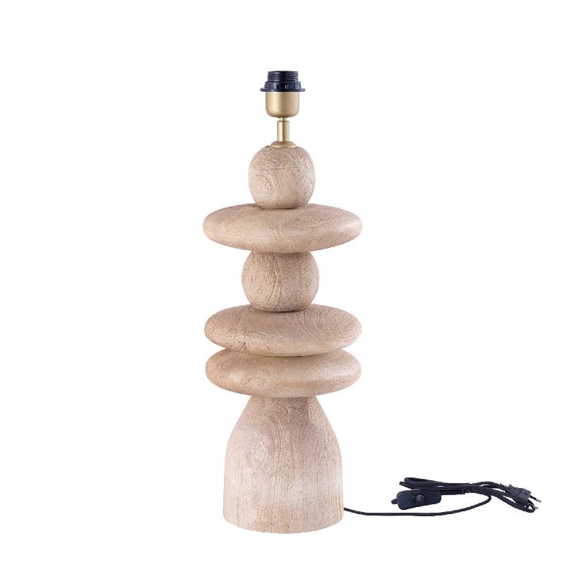 Tischlampenfuß – Mangoholz Natur, runde Silhouette, 45 cm hoch - Callain | PTMD