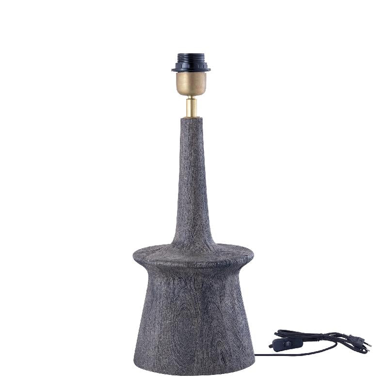 Mango Wood Table Lamp with Anthracite Shade and Sleek Round Design – Caelin | PTMD