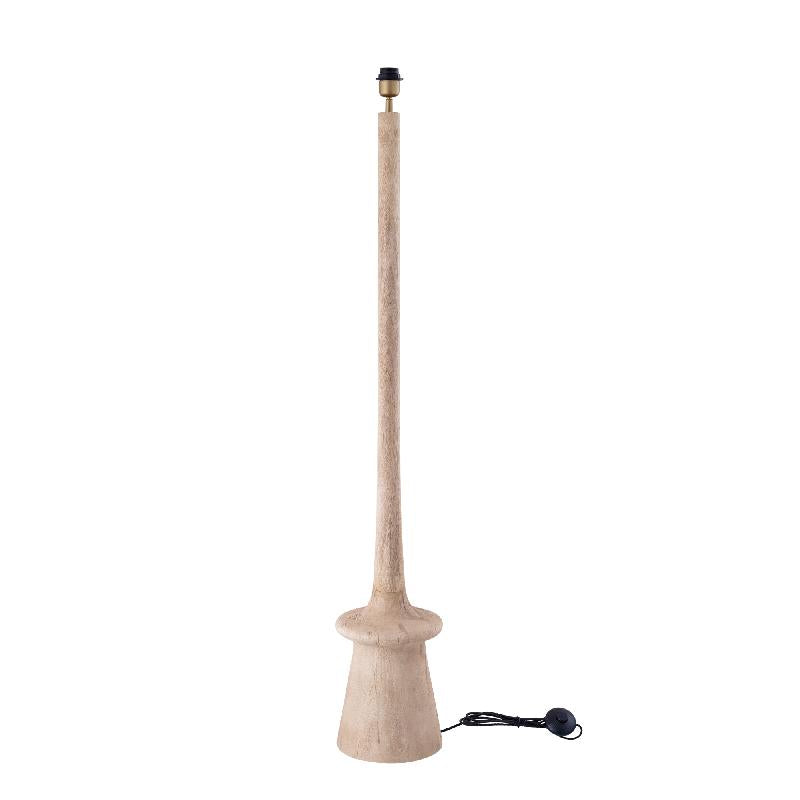 Stehlampe aus Mangoholz mit Naturton und schlankem Design in runder Form – Caelin | PTMD