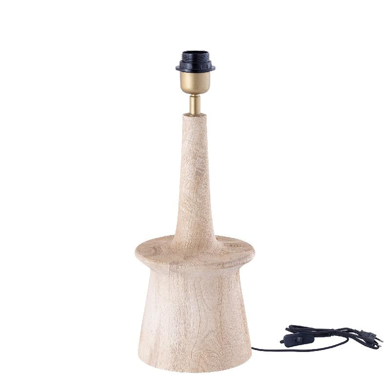 Mango wood table lamp with natural shade and sleek, round design – Caelin | PTMD