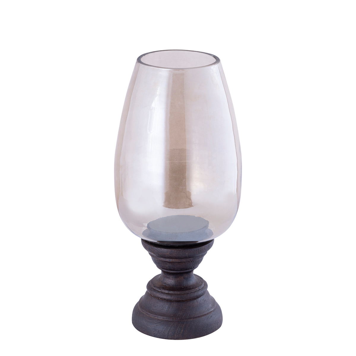 Lantern - Mango Wood Design, Handmade Finish, Smoked Glass Insert, Brown Tone, XL - Qez | PTMD