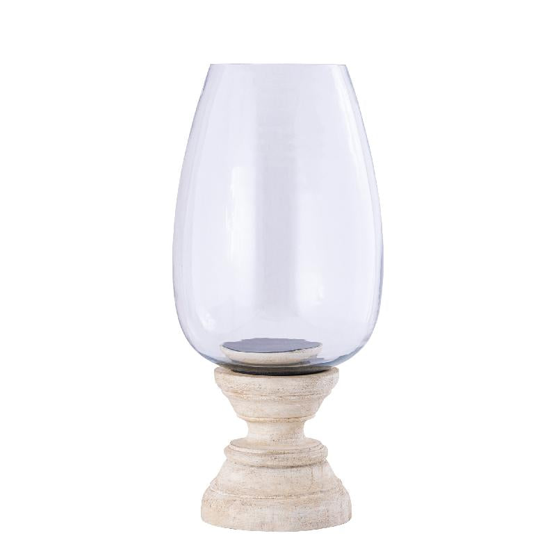Windlicht – Modernes Design, Quadratische Form, Mangoholz Glas Material, Creme, XL – Qez | PTMD
