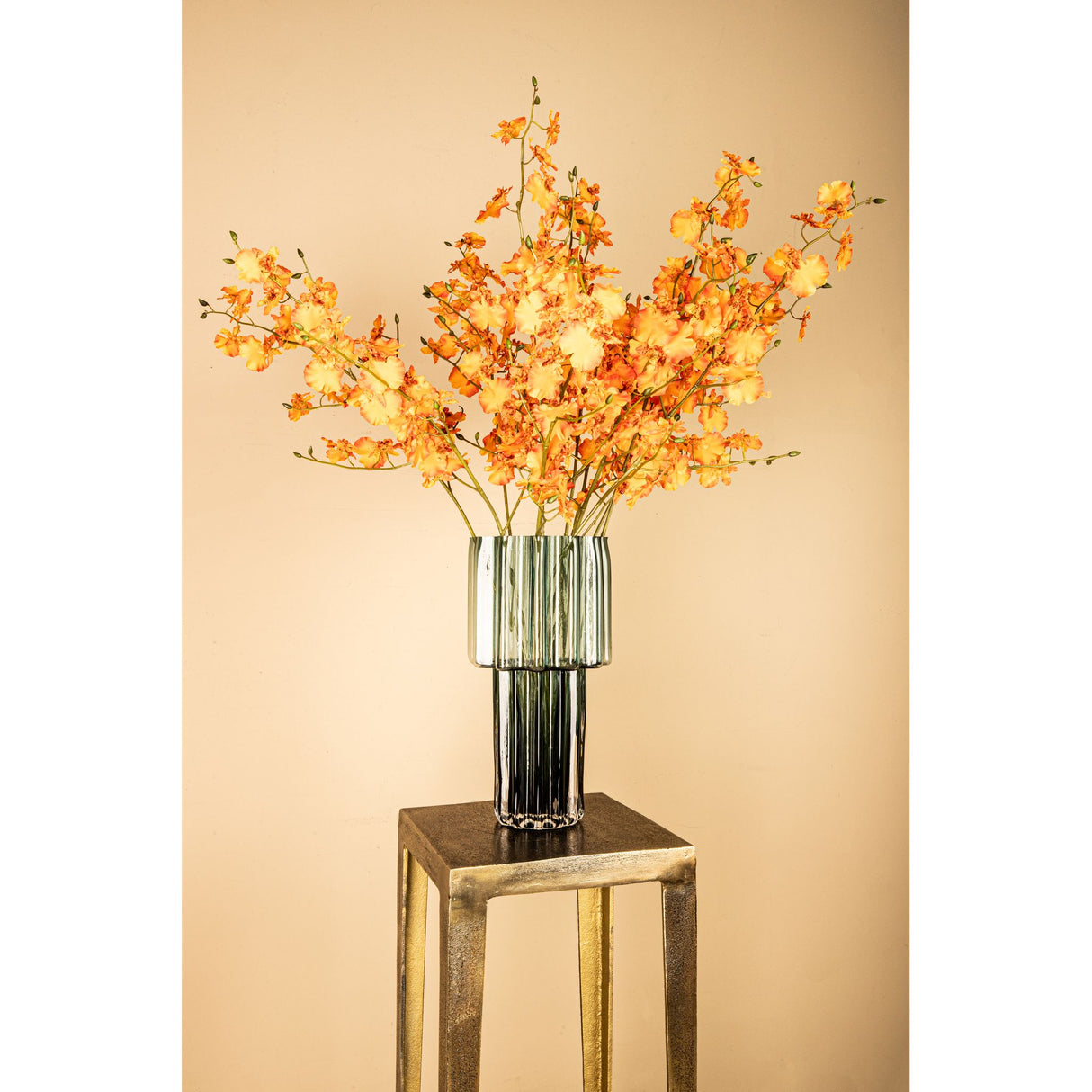 Orchid Flower - Orange Dancing Orchid Spray, Iron Metal, PE Plastic, Handmade | PTMD