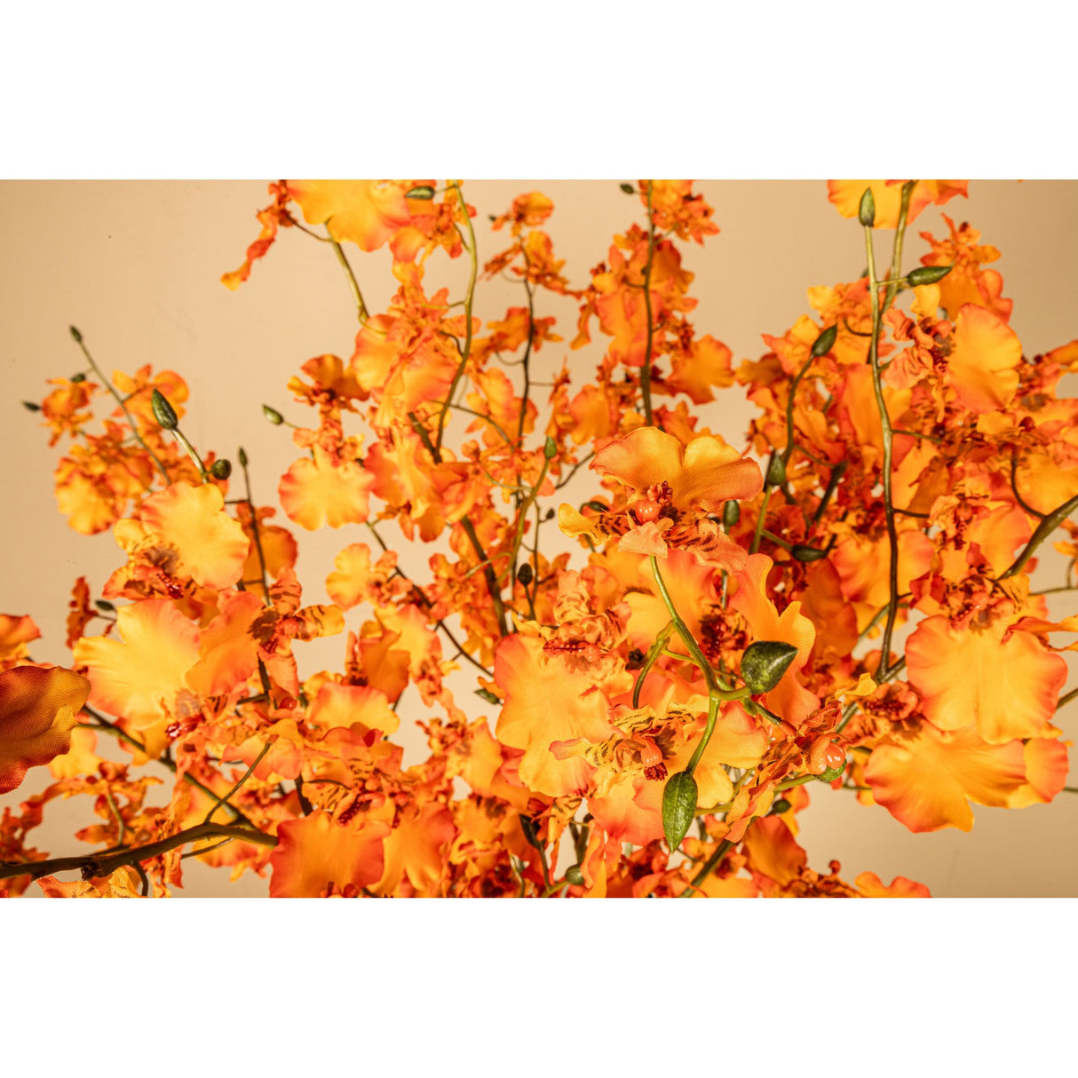 Orchid Flower - Orange Dancing Orchid Spray, Iron Metal, PE Plastic, Handmade | PTMD