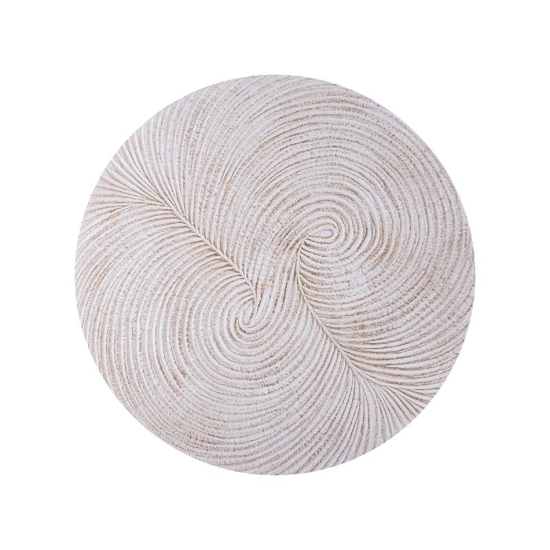 Wandpaneel – Weißes MDF Holz, Runde Form, Wirbel Schnitzdesign, S - Wiktor | PTMD