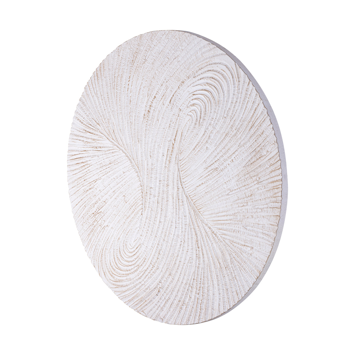 Wandpaneel – Weißes MDF Holz, Runde Form, Wirbel Schnitzdesign, M - Wiktor | PTMD