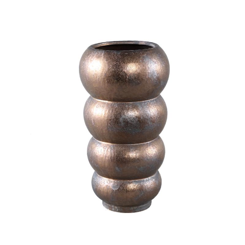 Pot – Ceramic Stoneware, Layered Design, Bronze, L, Tall – Anashe | PTMD