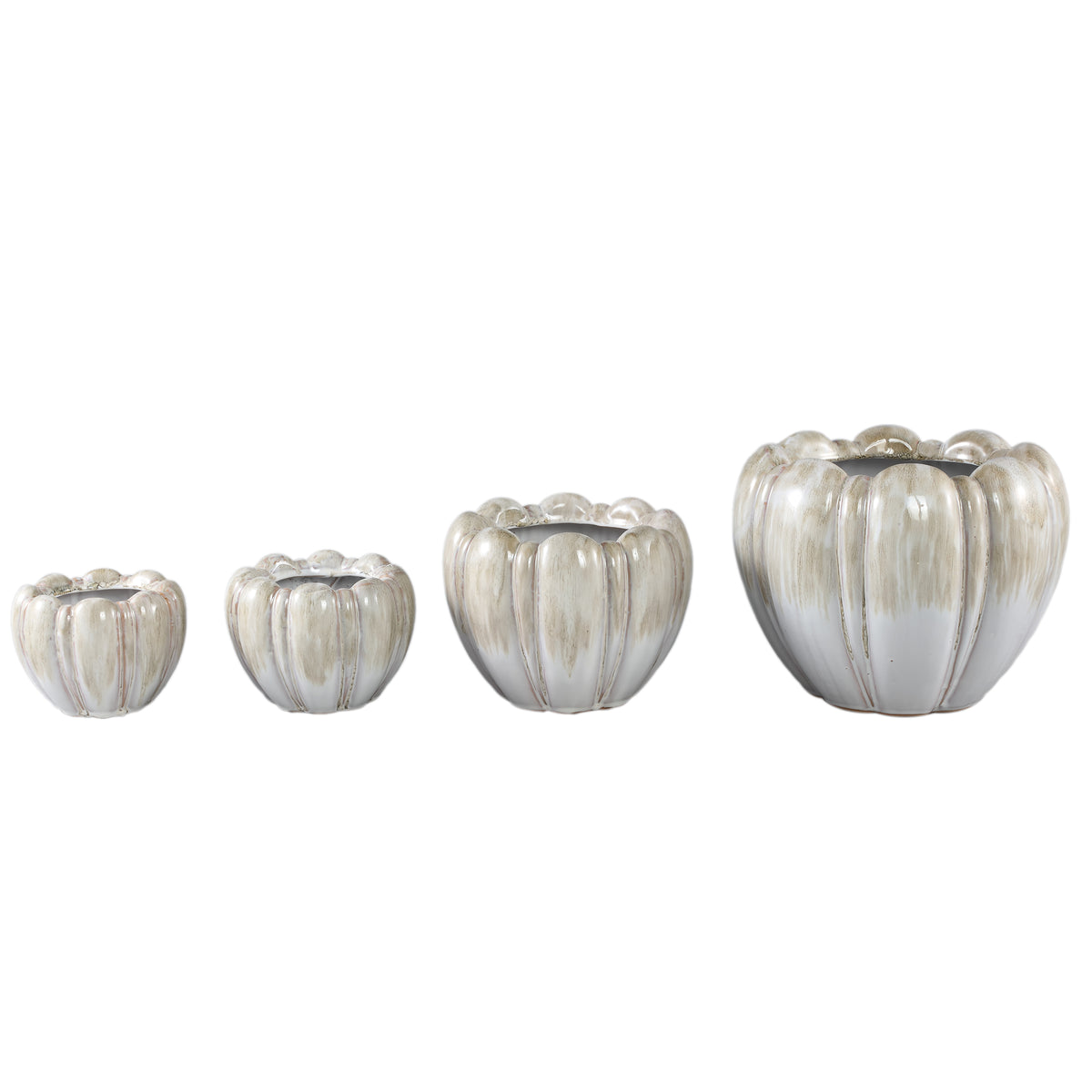 Topf – Runde Form, Keramik Material, Dickes Rippendesign, Creme, XS – Dugan | PTMD
