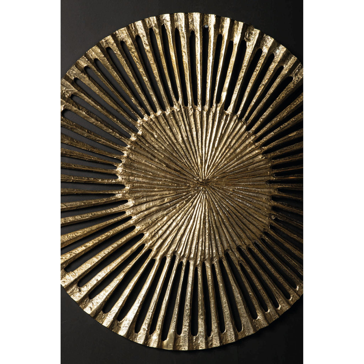 Wall Panel - Open Round Design, Cast Aluminum Metal, Golden Look, L - Marjun | PTMD