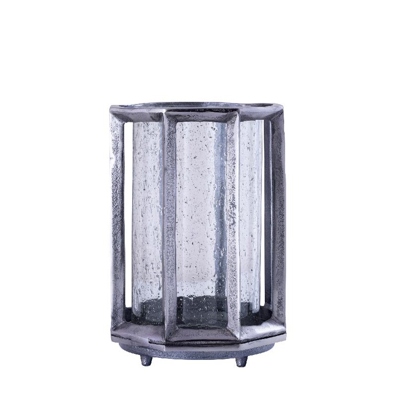 Hurricane Lamp – Cast Aluminum Design, Round Rod Pattern, Black Shade, S – Connhal | PTMD