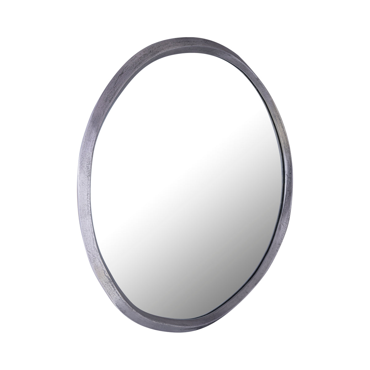 Wall Mirror - Cast Aluminum Metal, Round Shape, Irregular Edge, Handmade, Black, S – Limera | PTMD