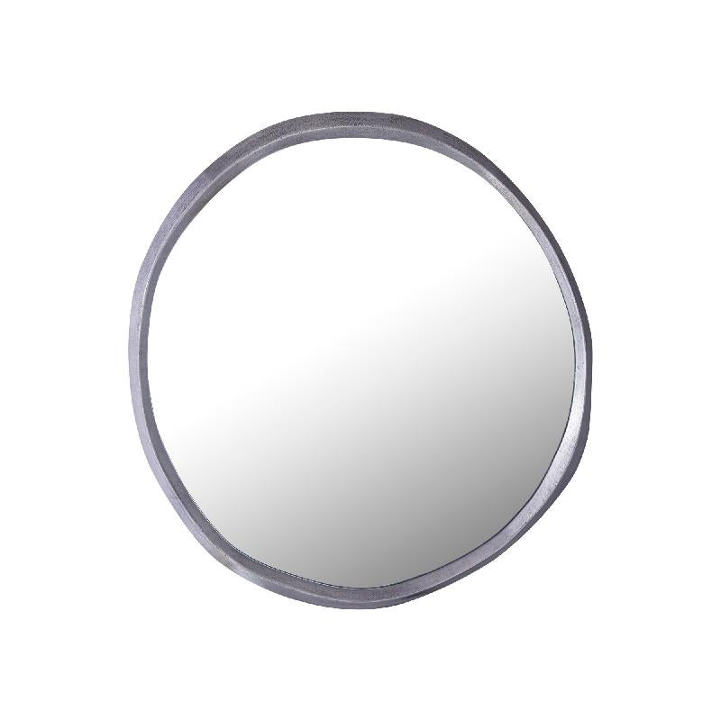 Wall Mirror - Cast Aluminum Metal, Round Shape, Irregular Edge, Handmade, Black, S – Limera | PTMD