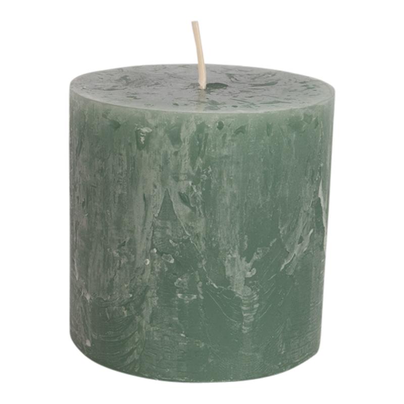 Kerze – Rustikales Design, Säulenform, Wachs Material, Smaragdgrün, 100x100 | PTMD