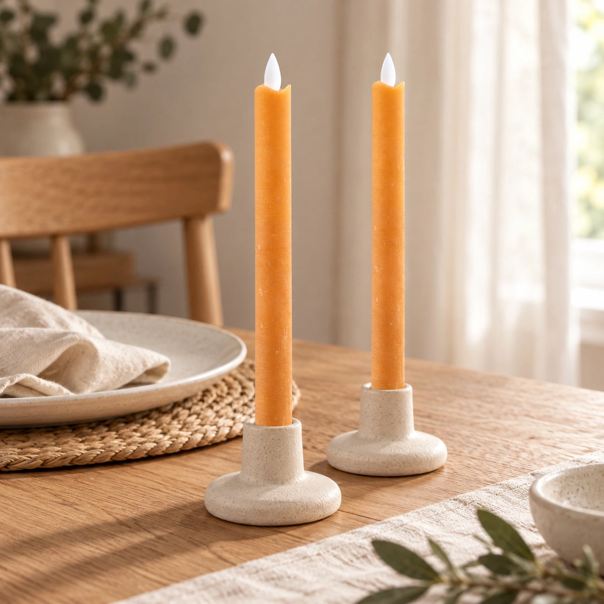 LED taper candle with moving flame and timer function battery operated - Led | PTMD