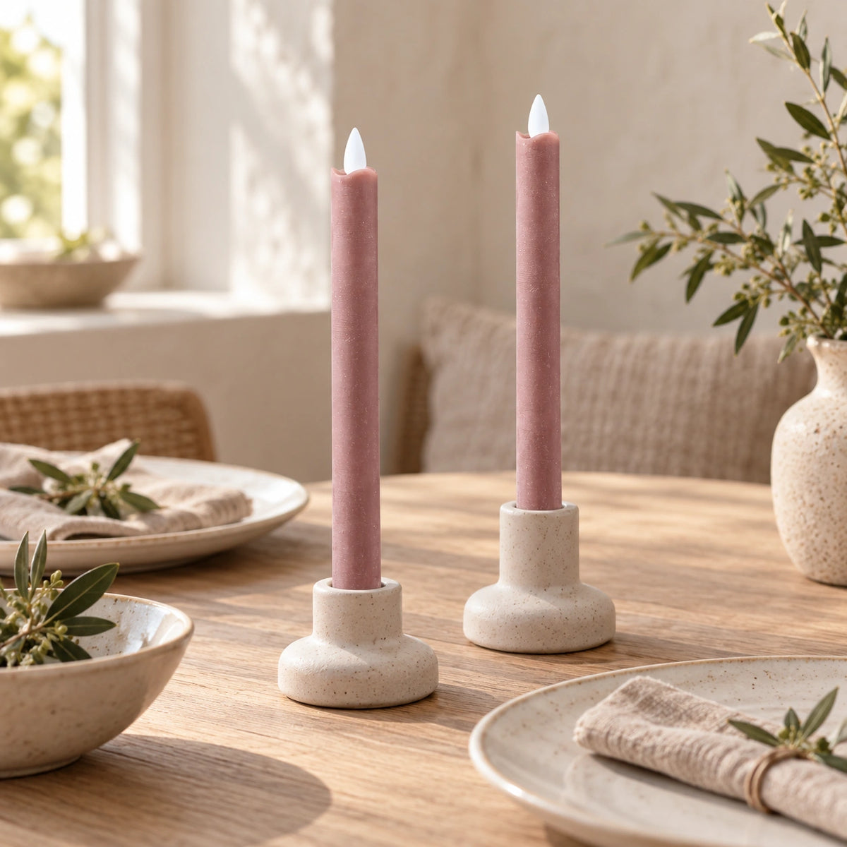 LED taper candle with moving flame and timer function battery operated - Led | PTMD