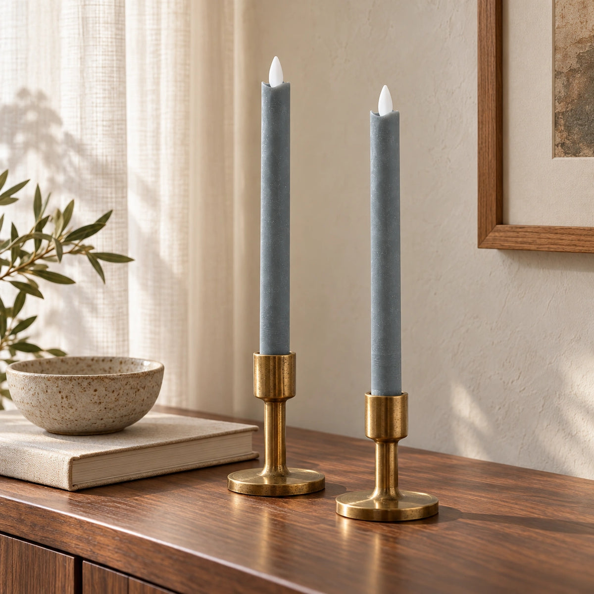 LED taper candle with moving flame and timer function battery operated - Led | PTMD