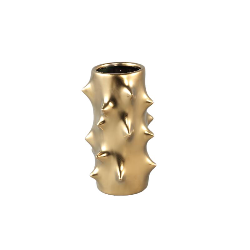 Topf – Rundes Design, Keramik Material, Wölbende Form, Gold, M – Oswaldo | PTMD