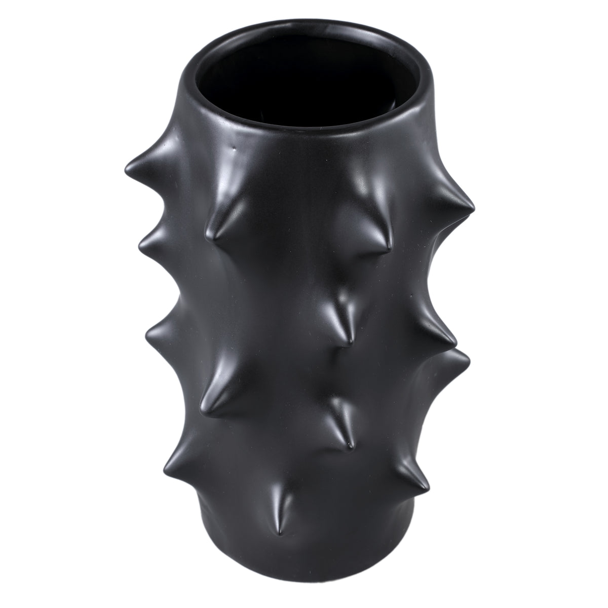Flowerpot – Ceramic Stoneware, Bulbous Design, Black, L – Oswaldo | PTMD