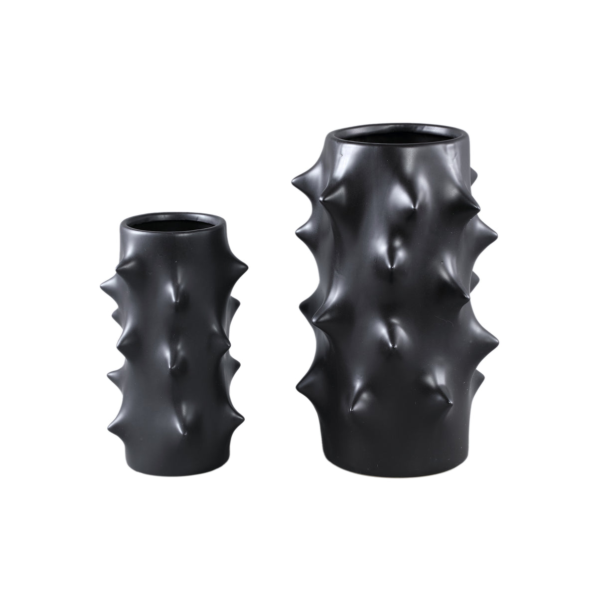 Flower Pot – Ceramic Stoneware, Bellied Design, Black, M – Oswaldo | PTMD