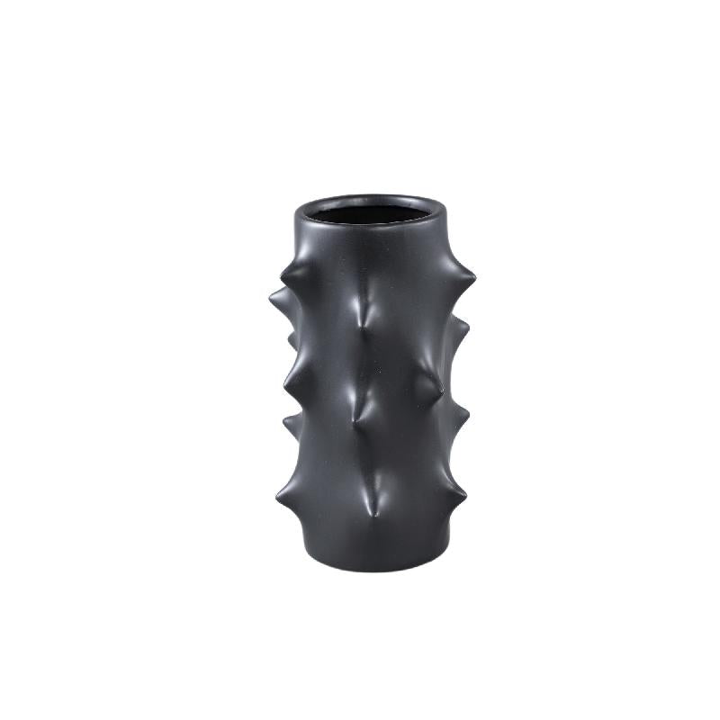Flower Pot – Ceramic Stoneware, Bellied Design, Black, M – Oswaldo | PTMD