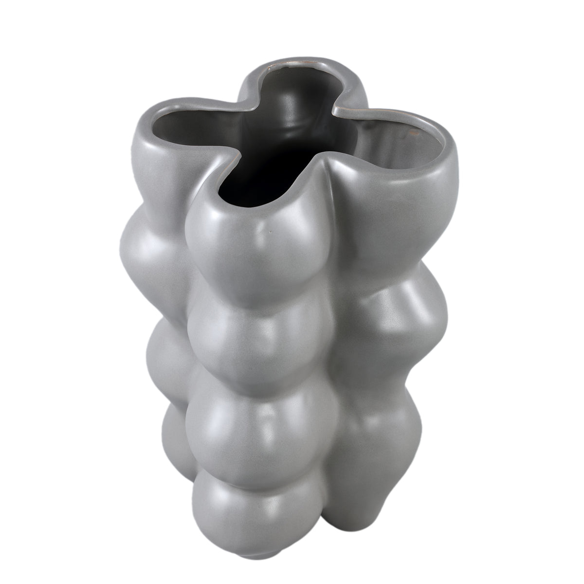 Flower pot – ceramic stoneware, bulbous design, grey, L – Baille | PTMD