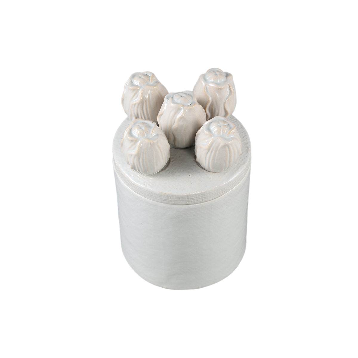 Pot - Stoneware, Tulip Relief, Round, Cream, Handmade – Krystine | PTMD