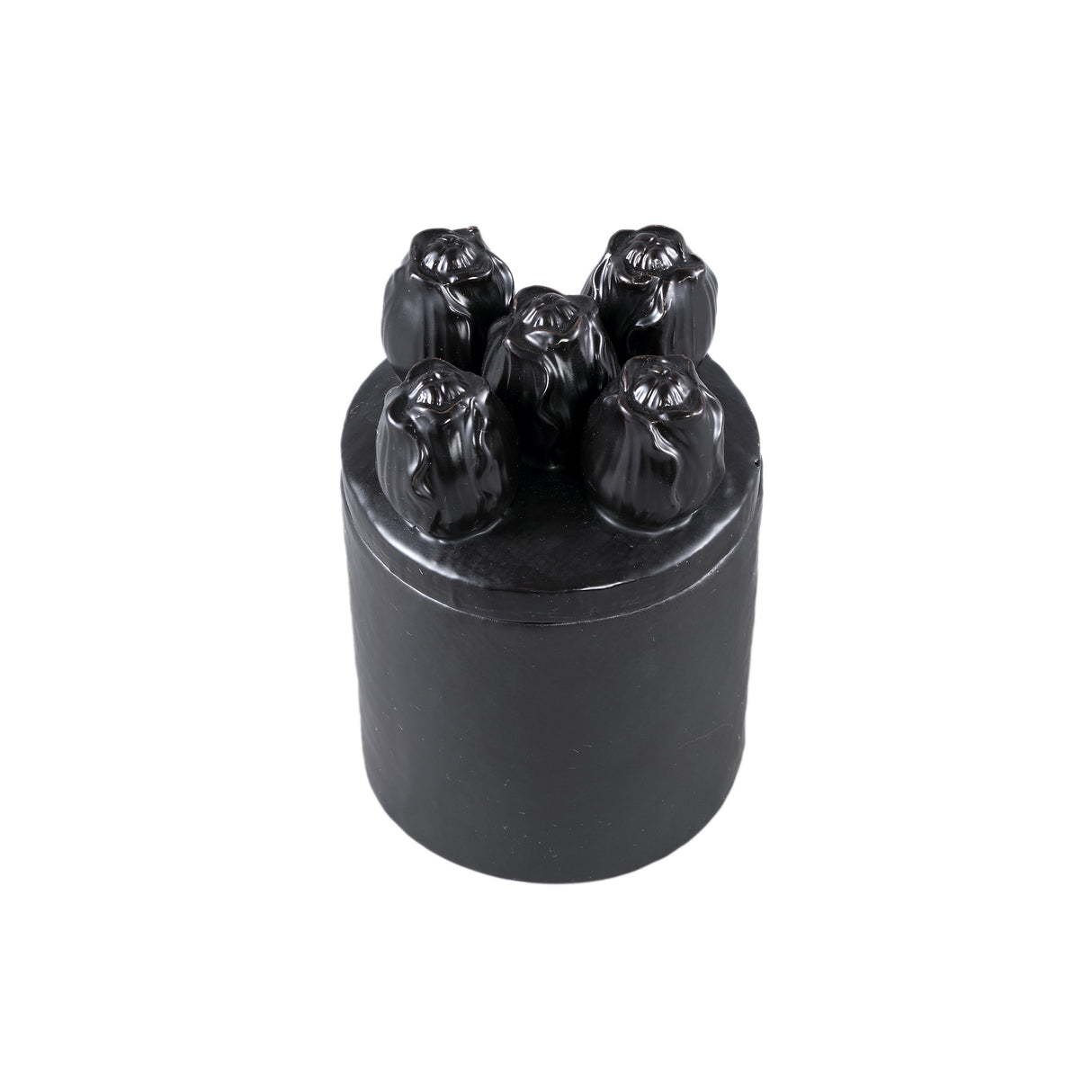Pot - Stoneware, Tulip Relief, Round Shape, Black, Handmade – Krystine | PTMD