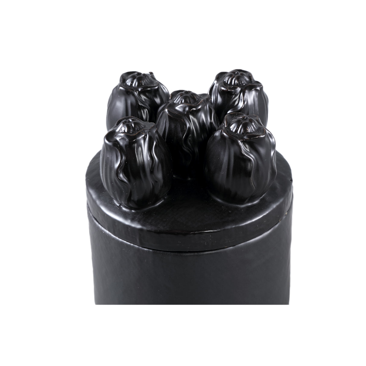 Pot - Stoneware, Tulip Relief, Round Shape, Black, Handmade – Krystine | PTMD