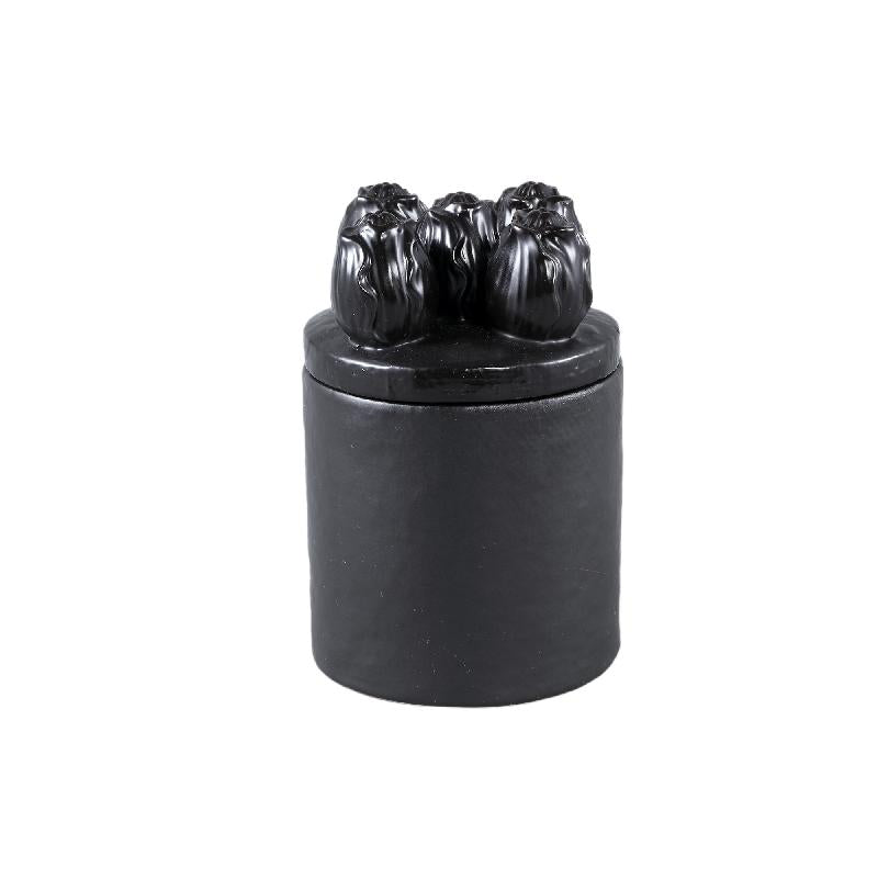 Pot - Stoneware, Tulip Relief, Round Shape, Black, Handmade – Krystine | PTMD