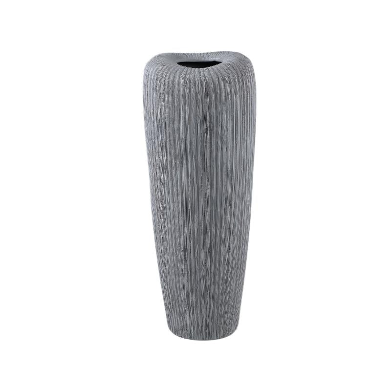 Pot - Grey, Round Shape, Line Pattern, Ceramic, L - Zinet | PTMD