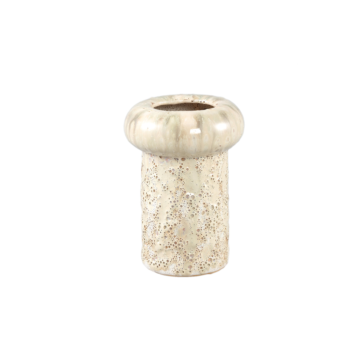 Flowerpot – Cream Surface, Round Shape, Glazed Finish, Ceramic, S – Wang | PTMD