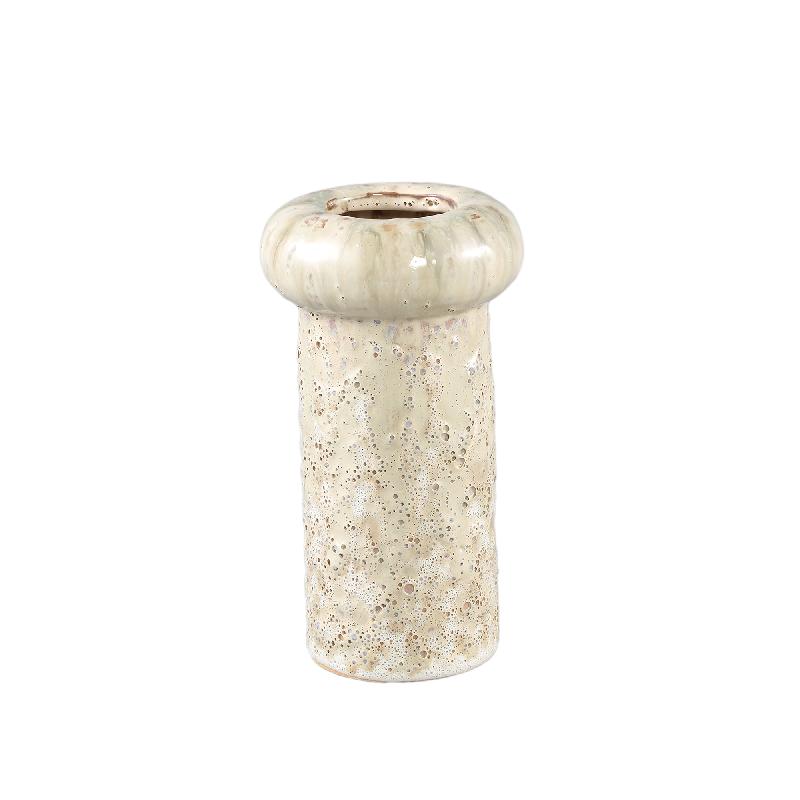Flower pot – Cream-colored surface, Round shape, Glazed finish, Ceramic, M – Wang | PTMD