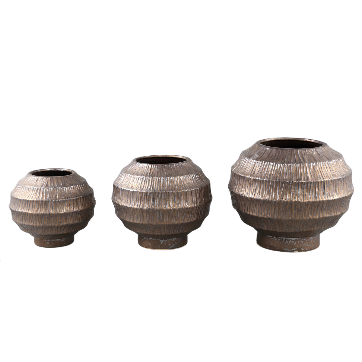 Pot – Ceramic Stoneware, Round Design, Bronze, L – Cherith | PTMD
