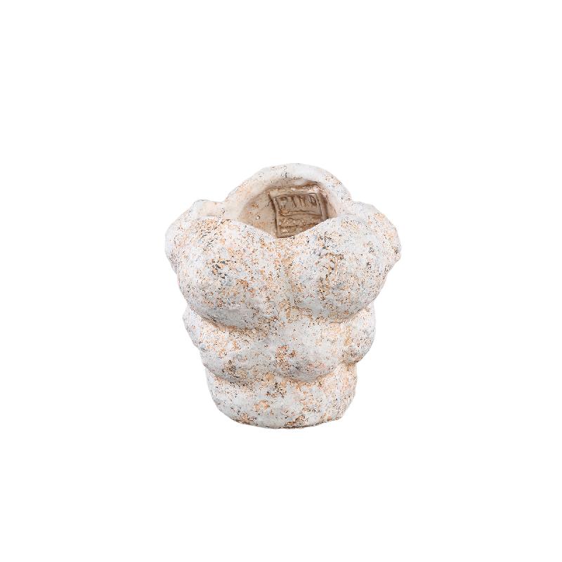 Blumentopf – Zement Material, Kreis Muster, Creme Farbe, XS – Vasilisa | PTMD