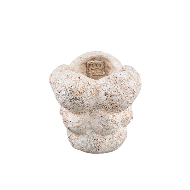 Flowerpot - Cement Material, Circle Pattern, Cream Color, S - Vasilisa | PTMD