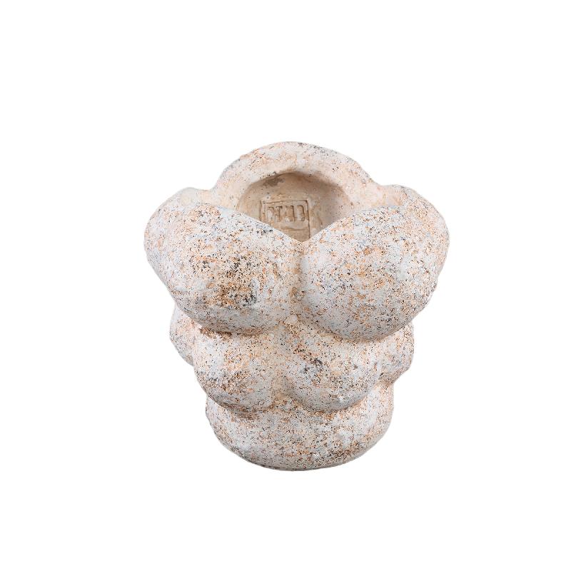 Blumentopf – Zement Material, Kreis Muster, Creme Farbe, M – Vasilisa | PTMD