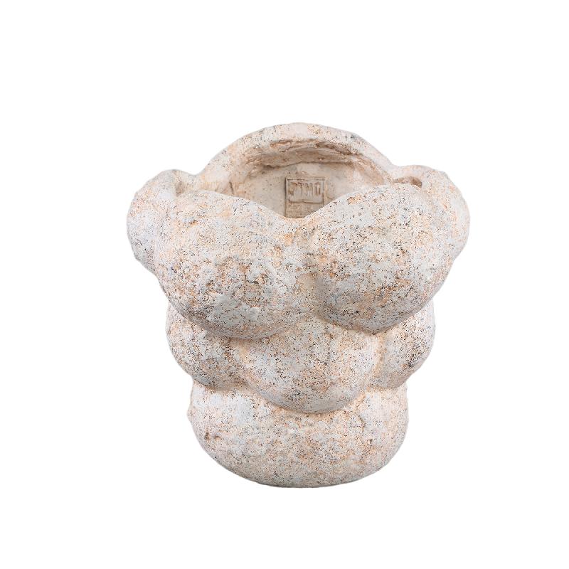 Flowerpot – Cement Material, Circle Pattern, Cream Color, L – Vasilisa | PTMD